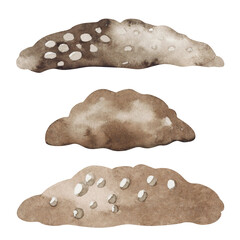  set of drawings of farm land. watercolor illustration