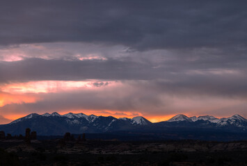 Scenic Sunrise Landscape in Arches National Park Utah