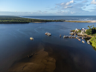Beautiful tropical scenery with rocky beach and nature with forests - Itacar&eacute;. Bahia, Brazil