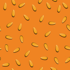 Naklejka na ściany i meble Pattern with melon seeds on orange background