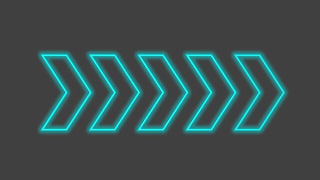 Animated neon arrows on dark background. It can be used in social networks, presentations, news or others