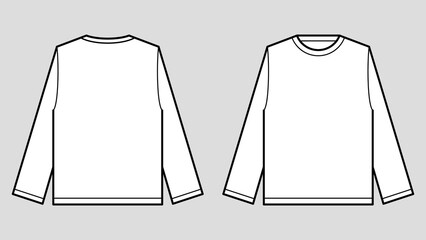 ファッションのサイズ表記や説明、デザイン用のテンプレート イラスト素材 / 長袖ロングTシャツ