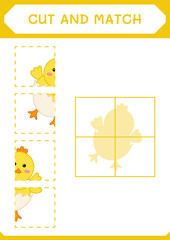 Cut and match parts of Chick, game for children. Vector illustration, printable worksheet