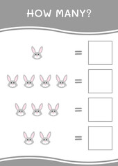 How many of Rabbit, game for children. Vector illustration, printable worksheet