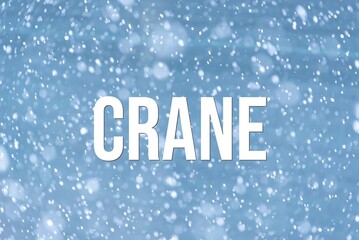 CRANE - word on the background of the sky with clouds.