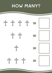 How many of Christian cross, game for children. Vector illustration, printable worksheet