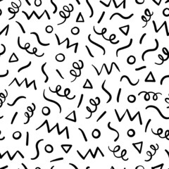 Seamless pattern wish geometric shapes. Abstract background. Hand drawn vector texure for print, textile, fabric.