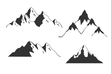 Set of mountains silhouette. Vector hand drawn illustration. 