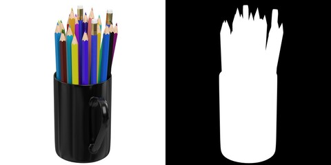 3D rendering illustration of a pencils mug cup