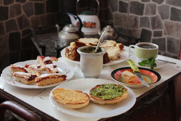 breakfast with coffee and bread