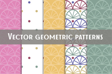Vector set color pattern with geometric figures, mask added, editable