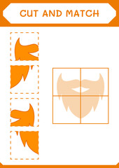 Cut and match parts of Leprechaun beard, game for children. Vector illustration, printable worksheet