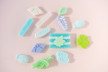 涼しげな夏の干菓子 落雁 和菓子 琥珀糖	