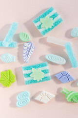 涼しげな夏の干菓子 落雁 和菓子 琥珀糖
