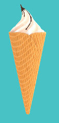 ice cream cone on white background. 3D illustration