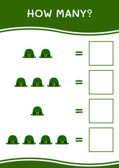 How many of St. Patrick's Day hat, game for children. Vector illustration, printable worksheet