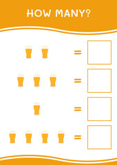 How many of Beer, game for children. Vector illustration, printable worksheet