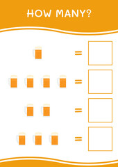 How many of Beer, game for children. Vector illustration, printable worksheet