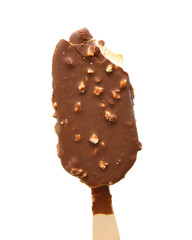 Ice cream covered with chocolate