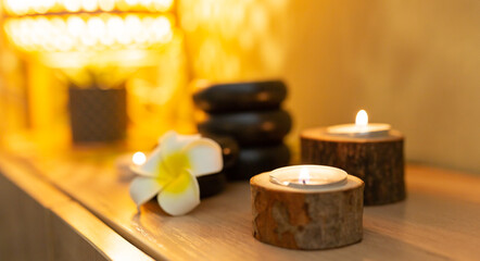 Spa composition - basalt stones to massage of hot, and aromatherapy