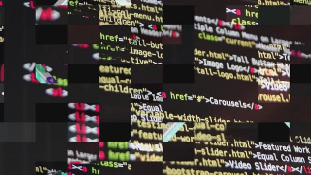 Coding on the screen glitch effect