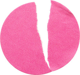 Blank pink round adhesive paper sticker label isolated