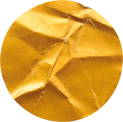 Blank golden round adhesive paper sticker label isolated