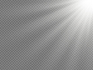 White sunlight, sun flash rays, star burst sparkle