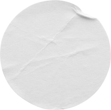 Blank white round paper sticker label isolated