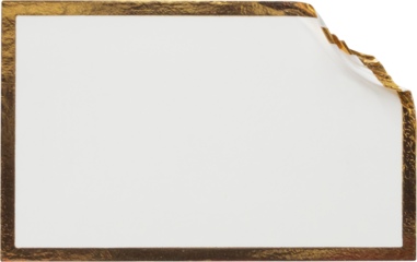 Blank white paper sticker label with golden element isolated