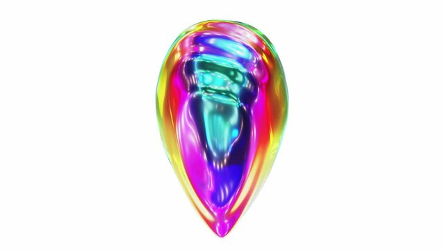 Realistic looping 3D animation of the abstract morphing colorful rainbow liquid glass candy heart rendered in UHD with alpha matte