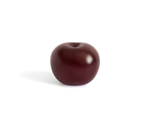 Purple cherry close up isolated on a white background. Side view.