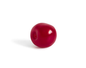 Red cherry isolated on a white background closeup.