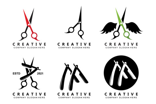 Barber Tool Scissors Logo Icon Background Symbol