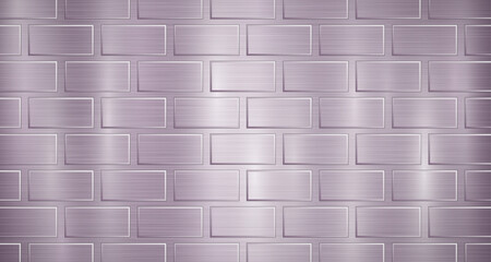 Abstract metallic background in purple colors with highlights and a texture of big voluminous convex rectangles, like bricks