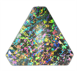 triangular shiny foil sticker with cool holographic color surface
