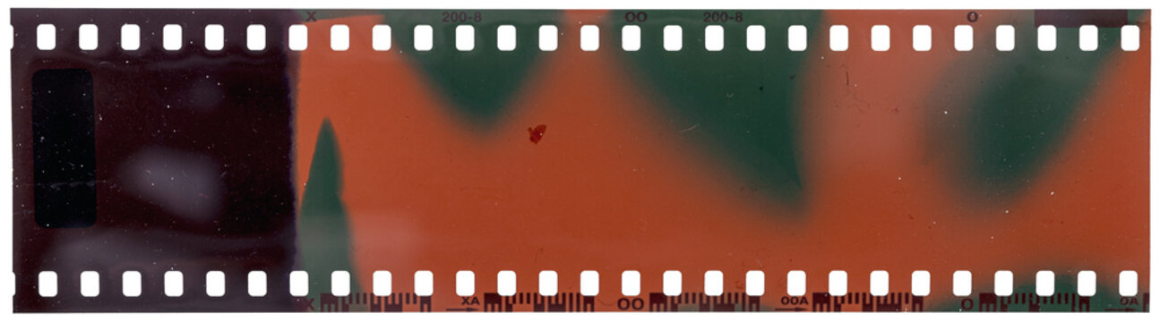 long 35mm film strip with empty or blank window element s