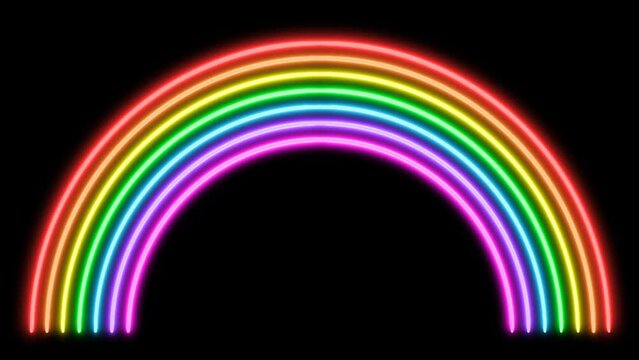 Neon Rainbow. Alpha video transparent background.
