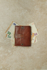 Wallet with dollar banknotes. Home budget planning. Concept of costs of living and inflation financial crisis.  