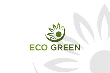 Eco green leaf logo design organic nature green flower plant leaves icon symbol ev