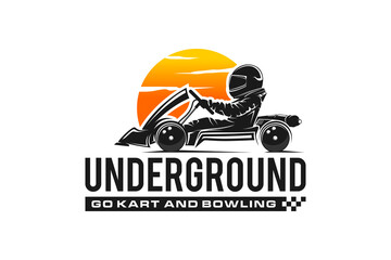 Go Kart logo silhouette design motor sport helmet bowling ball icon vehicle fun - obrazy, fototapety, plakaty