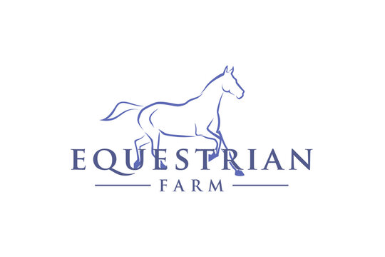 Equestrian horse back logo design riding running horses sport 