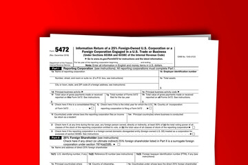 Fototapeta premium Form 5472 documentation published IRS USA 43416. American tax document on colored
