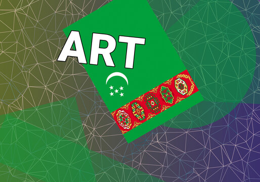 Turkmenistan art.  Ashgabat  Turkmenistan art creation concept. flag on colorful