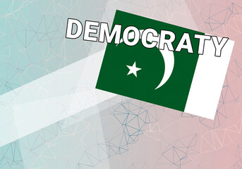 Pakistan democracy.  Islamabad  Pakistan policy concept. flag on colorful