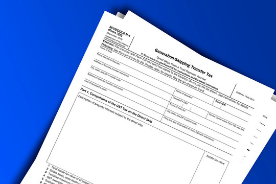 Form 706 (Schedule R-1) documentation published IRS USA 43475. American tax document on colored