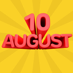 A beautiful 3d illustration with august day calendar.