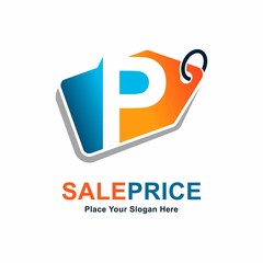Tag price letter P vector logo template. Suitable for business, web shop, online store and Vector paper style typeface for best price tag.