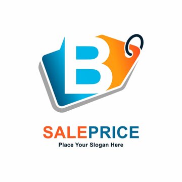 Tag price letter B vector logo template. Suitable for business, web shop, online store and Vector paper style typeface for best price tag.