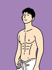 Fototapeta premium cute man cartoon on purple background